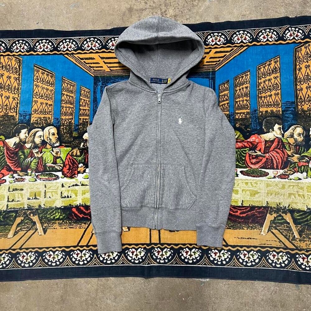Women’s Polo Ralph Lauren grey zip up hoodie Size XS casual preppy modern y2k